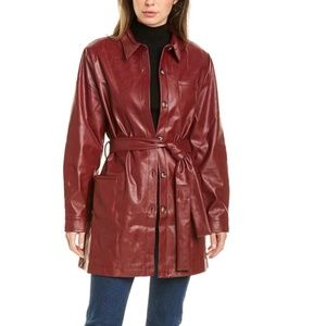 Pascale La Mode Belted Coat, S, Red, NEW